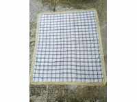 Vintage hand woven bed sheet with lace border