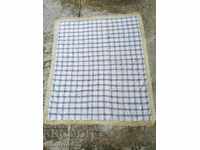 Cearșaf de pat vintage țesut manual cu bordură de dantelă