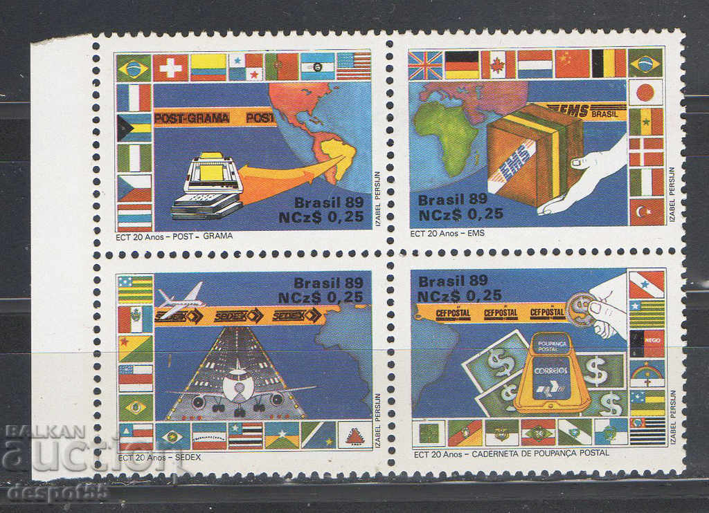 1989. Brazil. Postal services. Block.