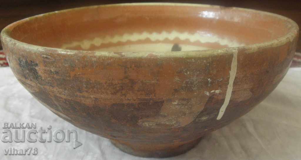 OLD LARGE CERAMIC BOWL-PLATE-BOWL - 6 OLD LARGE CERAMIC BOWL-PLATE-BOWL - 6