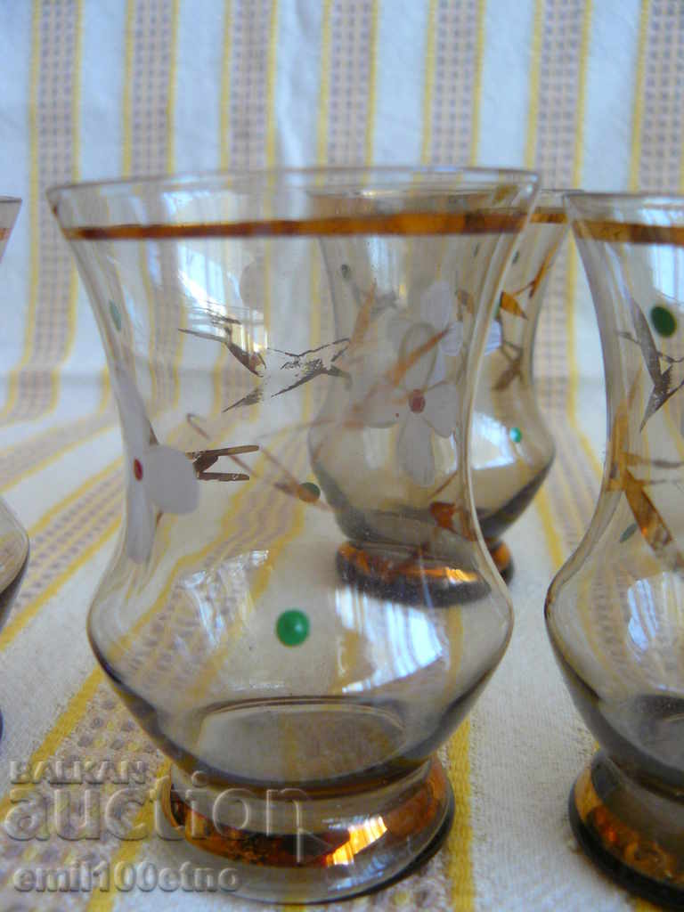 Auction Set of 6 cups for brandy hand-painted decoration Auction Set of 6 cups for brandy hand-painted decoration