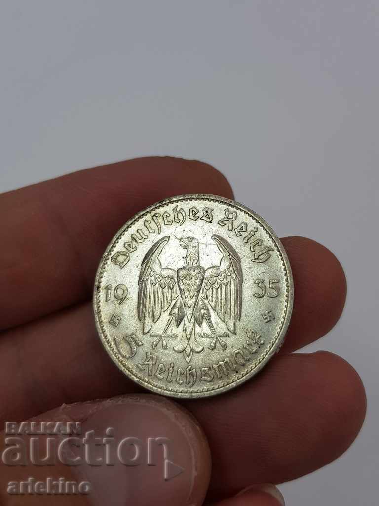 Monedă germană de argint de colecție 5 timbre 1935