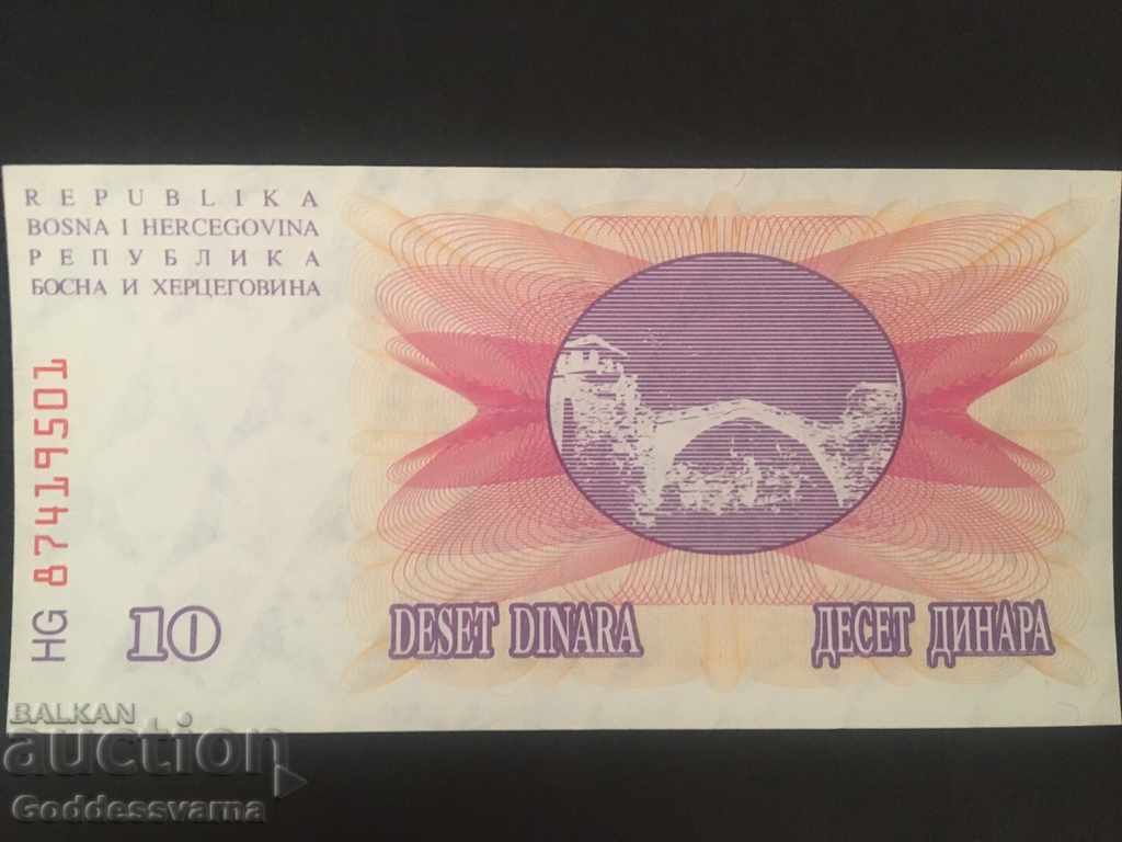 Bosnia Herțegovina 10 Dinara 1992 Pick 11 Ref 9501