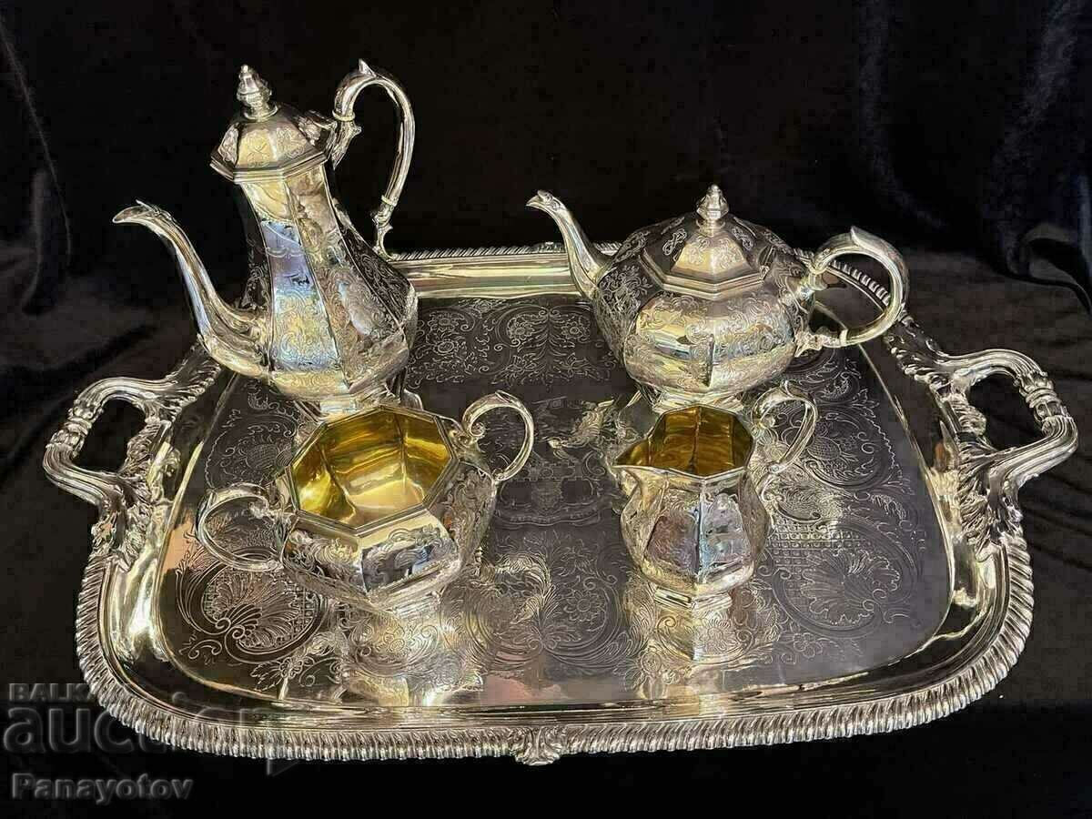 СРЕБЪРЕН СЕРВИЗ сет ЧИСТО сребро стерлинг чай кафе с цена 36500.00 лв. | € 18662.15 СРЕБЪРЕН СЕРВИЗ сет ЧИСТО сребро стерлинг чай кафе с цена 36500.00 лв. | € 18662.15