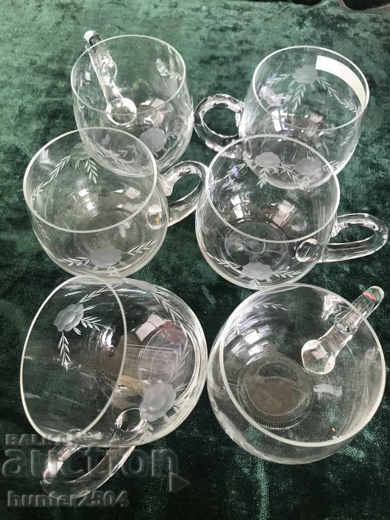 Service, 6 punch cups, coffee., engraved