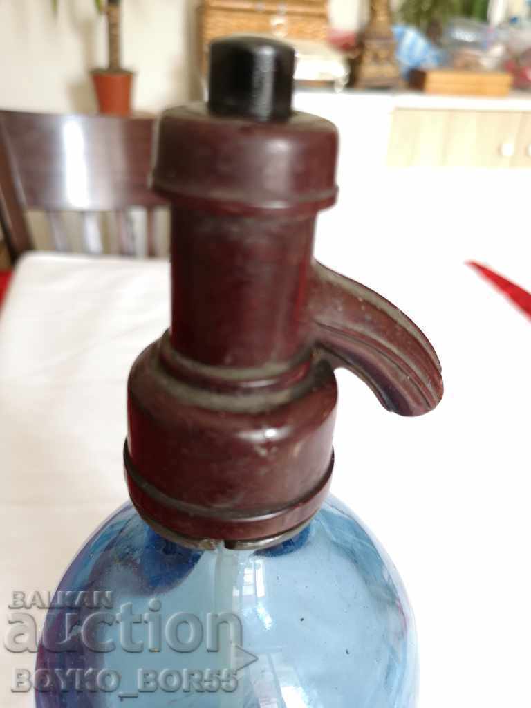 Auction Blue Antique Soda Bottle with Bakelite Siphon Auction Blue Antique Soda Bottle with Bakelite Siphon