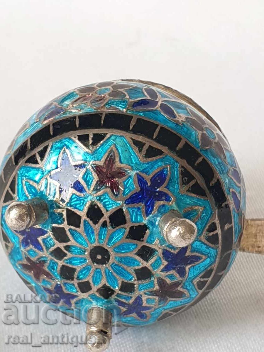 Παράδοση Ασημένιο σμάλτο μπολ μπαχαρικών Παράδοση Ασημένιο σμάλτο μπολ μπαχαρικών