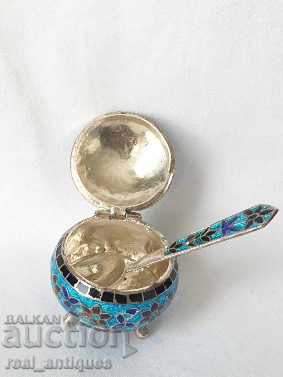 Ασημένιο σμάλτο μπολ μπαχαρικών - 5 Ασημένιο σμάλτο μπολ μπαχαρικών - 5