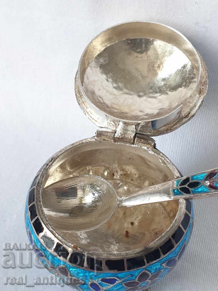 Ασημένιο σμάλτο μπολ μπαχαρικών - 6 Ασημένιο σμάλτο μπολ μπαχαρικών - 6