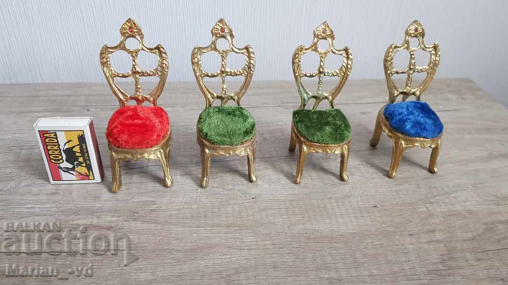Miniature bronze collector's chairs -4 pieces