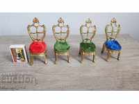 Μινιατούρες χάλκινες συλλεκτικές καρέκλες -4 τεμάχια