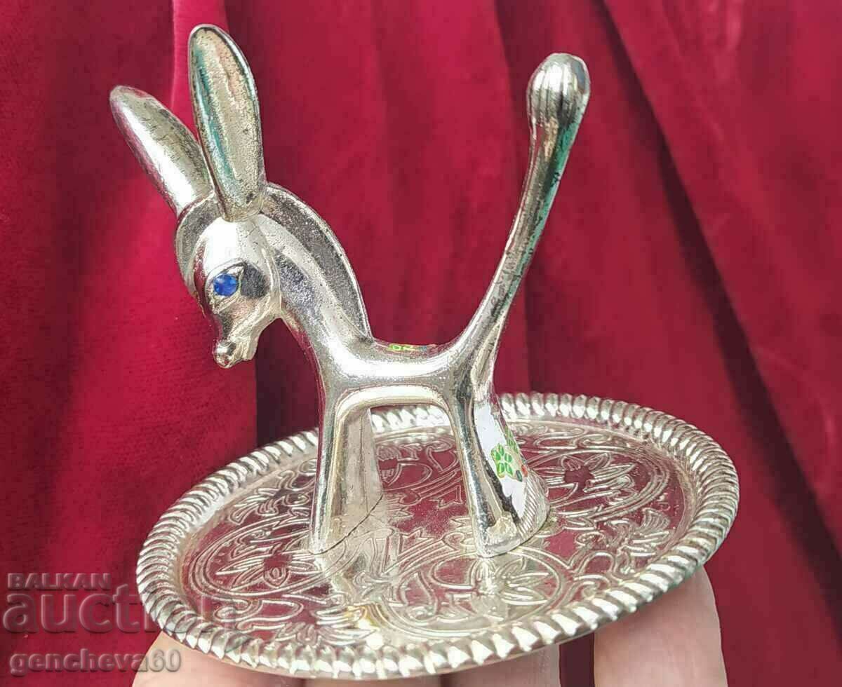 Suport inel pentru figurine, metal alb Plastic