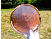 Antique copper tray, plateau 23 cm.