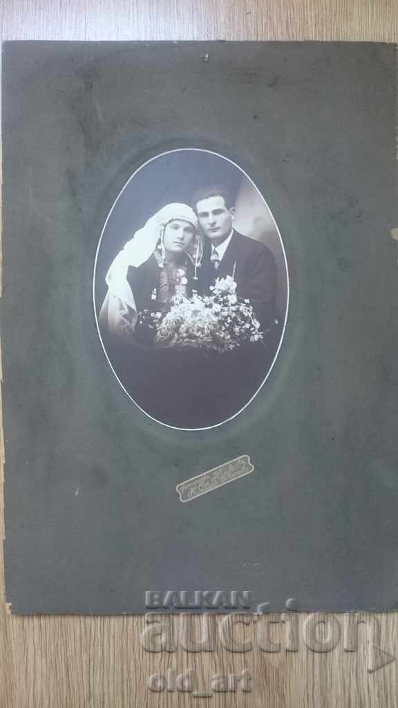 Стара фотография - Картон - Младоженци