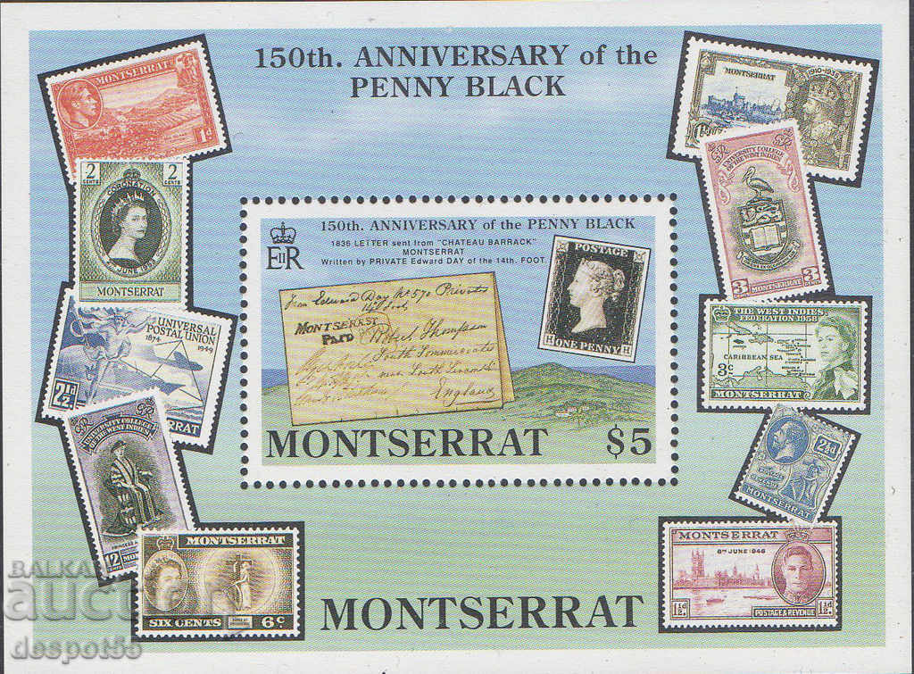 1990. Montserrat. 150 de ani de la primul timbru poștal Penny Black.