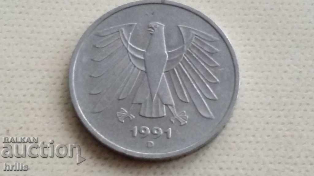 GERMANIA 1991 - 5 MARCI cu preț € 2.40 | 4.69 BGN