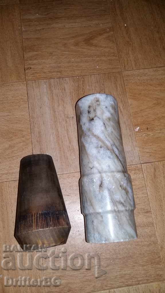 Auction Vases 2 pieces, marble and wood Auction Vases 2 pieces, marble and wood