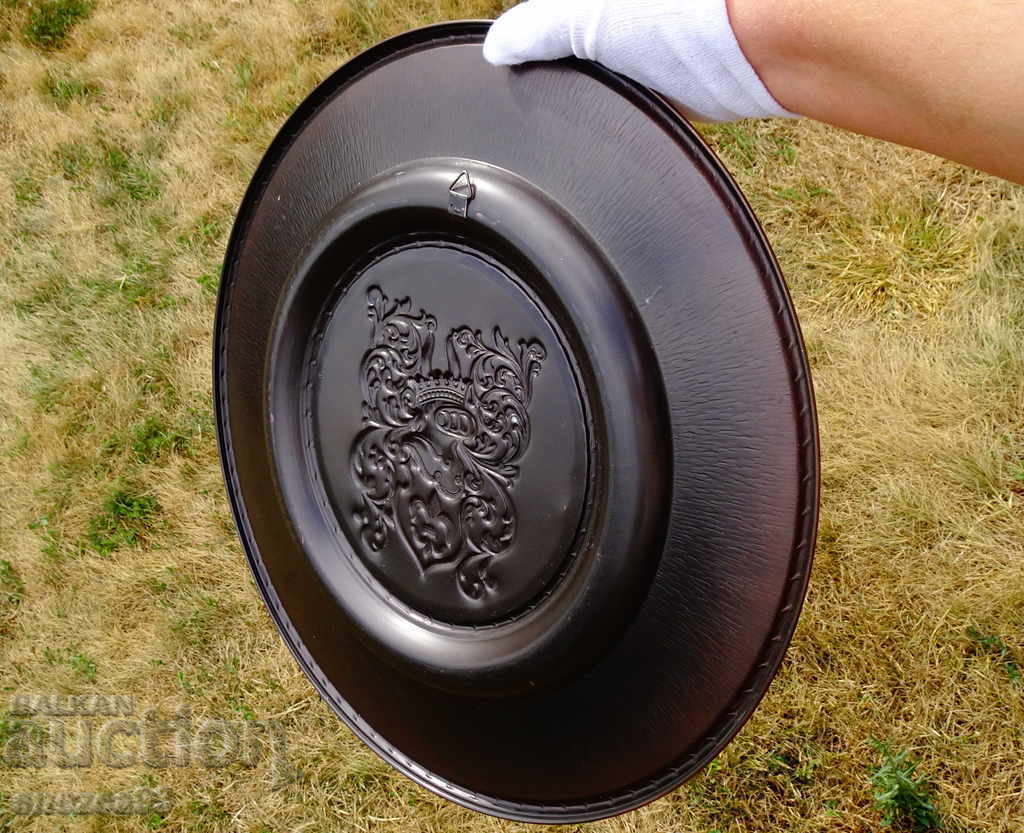 Copper panel 39 cm., wall plate Knight, crown, baroque - 6 Copper panel 39 cm., wall plate Knight, crown, baroque - 6