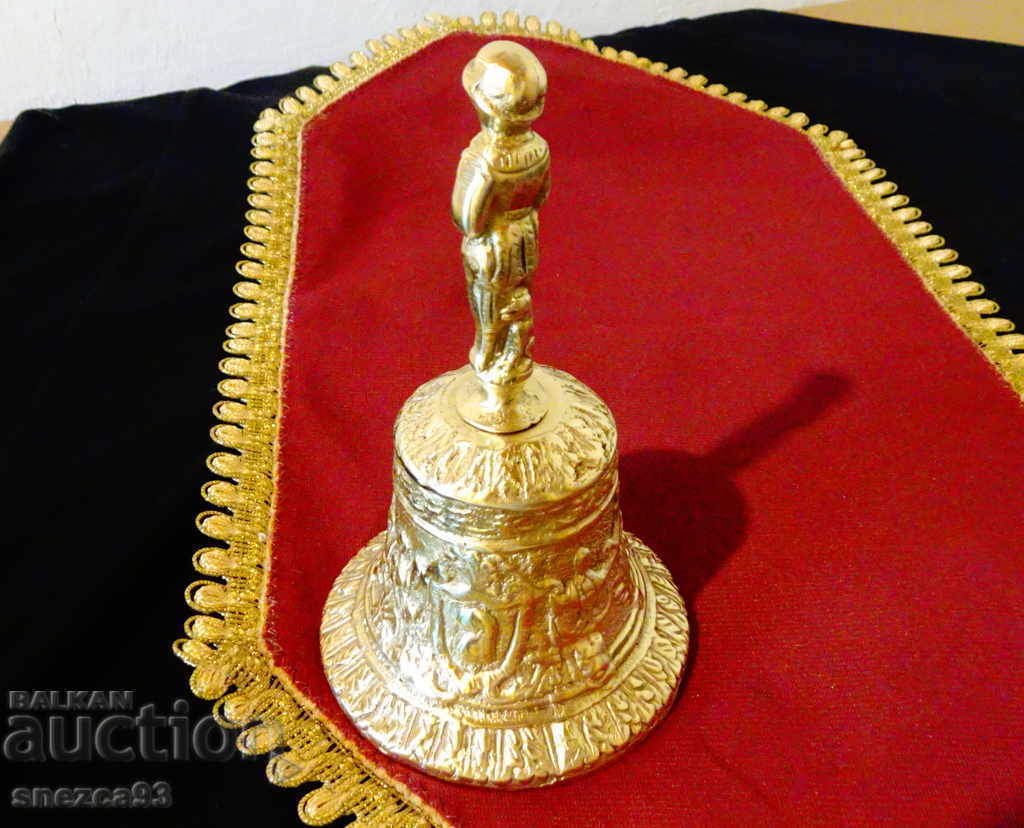 Hunting bronze bell with a hunter and dog figure - 5