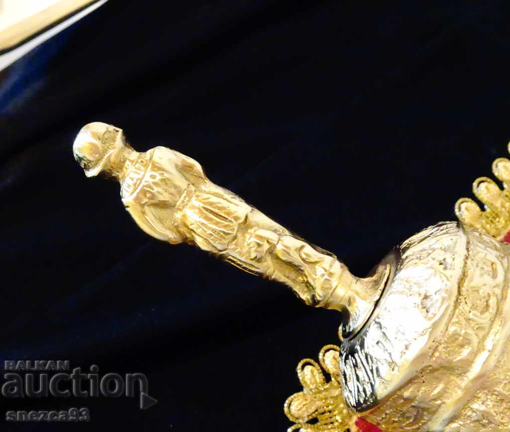 Hunting bronze bell with a hunter and dog figure - 7