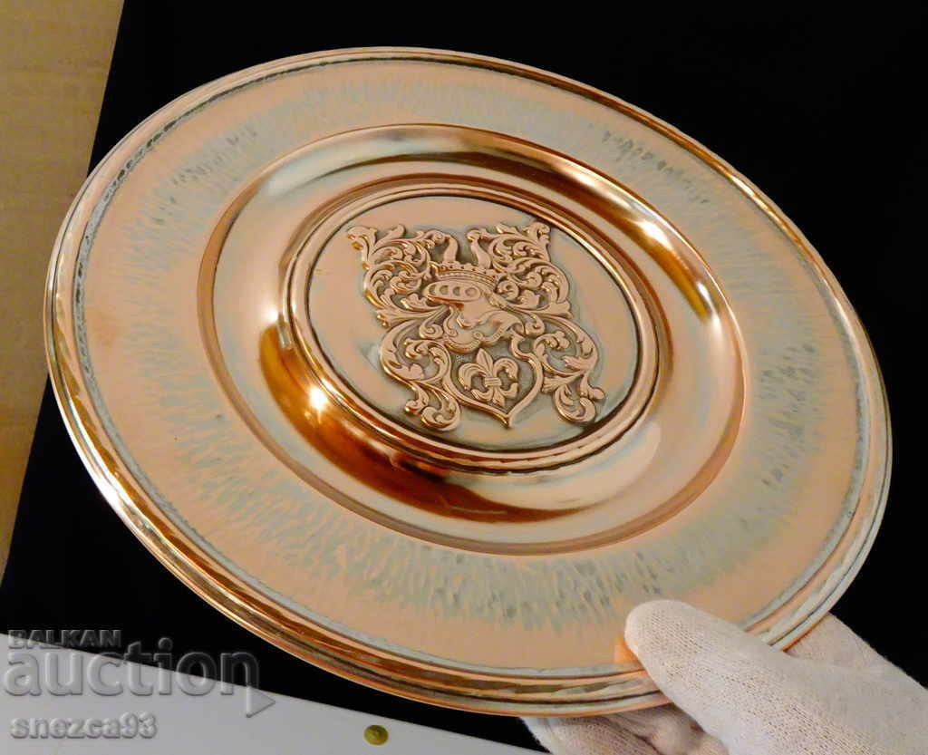 Copper wedding plaque with family crest. - 5 Copper wedding plaque with family crest. - 5