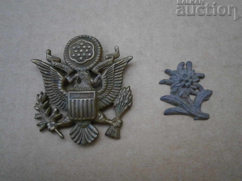 ЕМБЛЕМА знак еделвайс  офицерска кокарда USA WW2 WWII ЛОТ