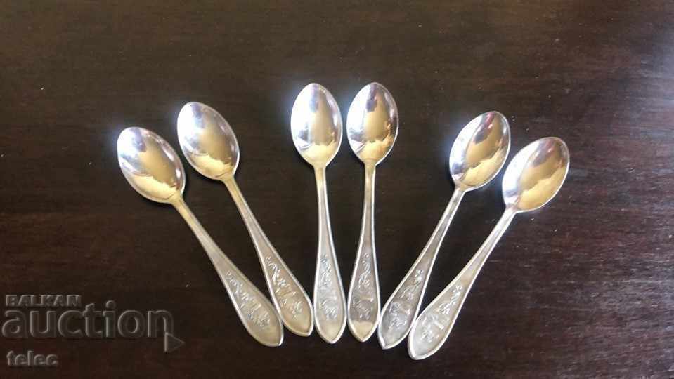 Set of 6 silver-plated teaspoons from the USSR