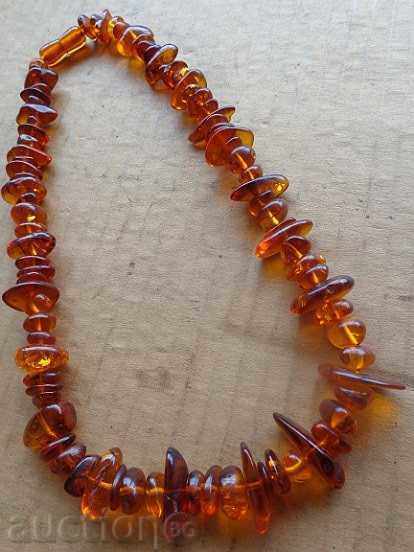 Amber necklace, Baltic amber, silk