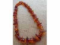 Amber necklace, Baltic amber, silk