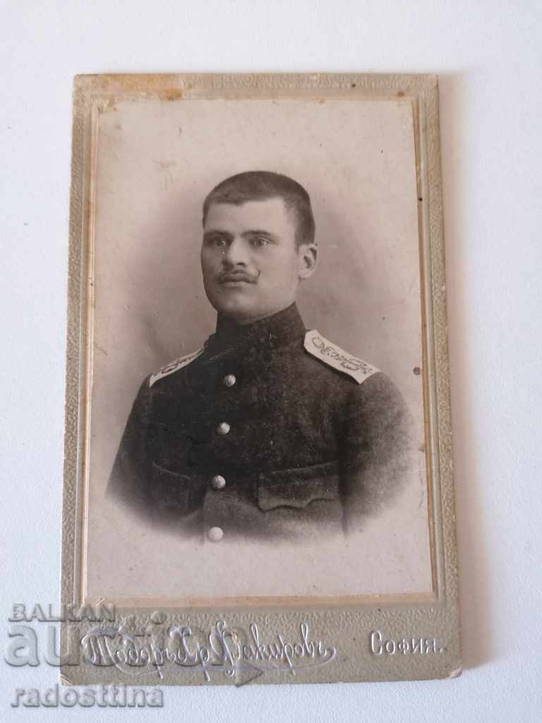 Photo cardboard photo Todor Fakirov Princely officer