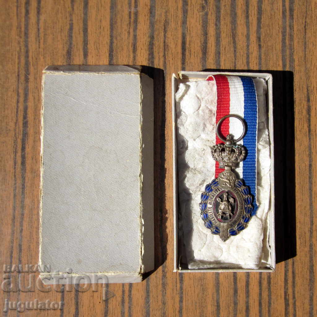old Belgian silver order with crown and box