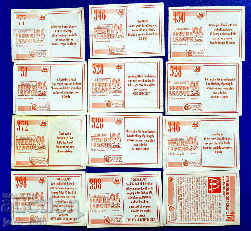 Auction  bubblegum cards - footballers - Premier league 96