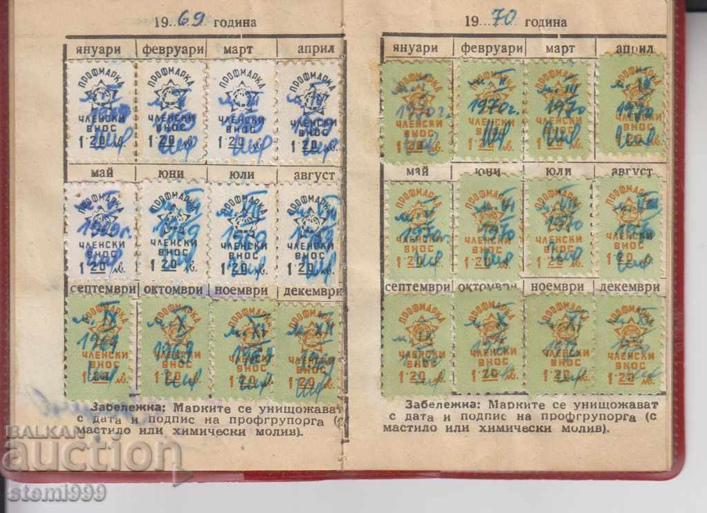Old document Trade union membership card with price 3.50 BGN | € 1.79 Old document Trade union membership card with price 3.50 BGN | € 1.79