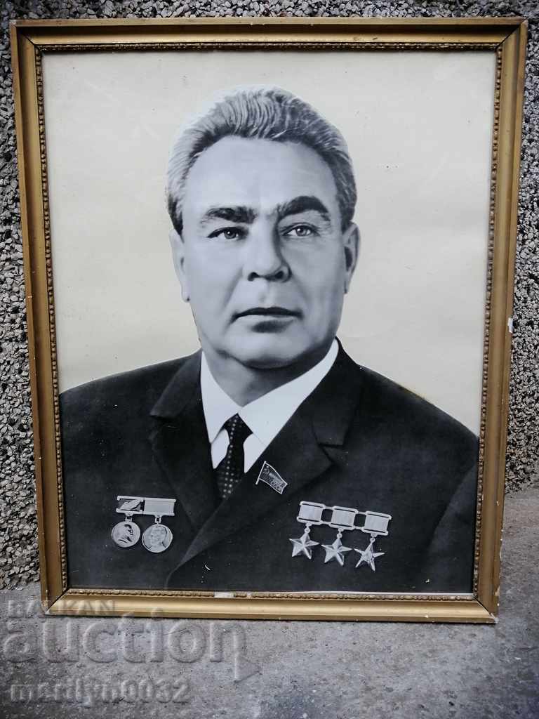Portretul secretarului general al PCUS al URSS Leonid Ilyich Brejnev 52/42 cm