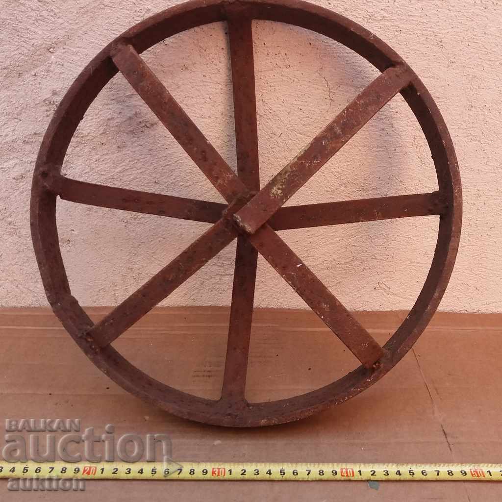 MASSIVE FORGED WHEEL FROM TROLLEY, TROLLEY, PLOW