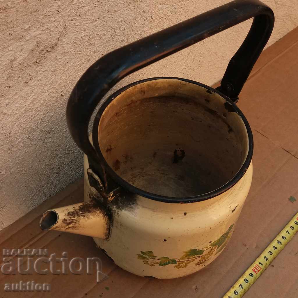 OLD SOC. ENAMELED TEAPOT WITH MARKING - 5 OLD SOC. ENAMELED TEAPOT WITH MARKING - 5