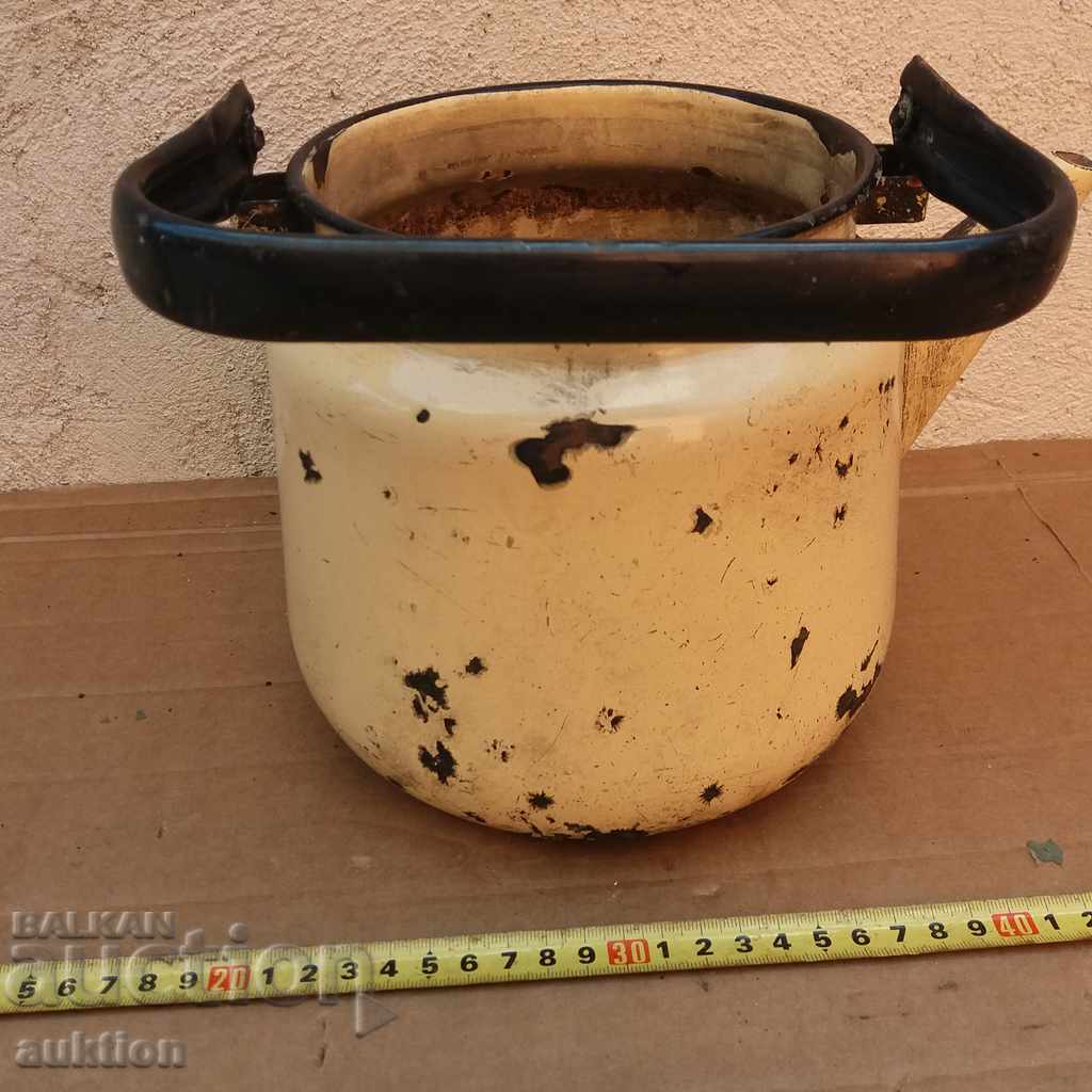 OLD SOC. ENAMELED TEAPOT WITH MARKING - 6 OLD SOC. ENAMELED TEAPOT WITH MARKING - 6