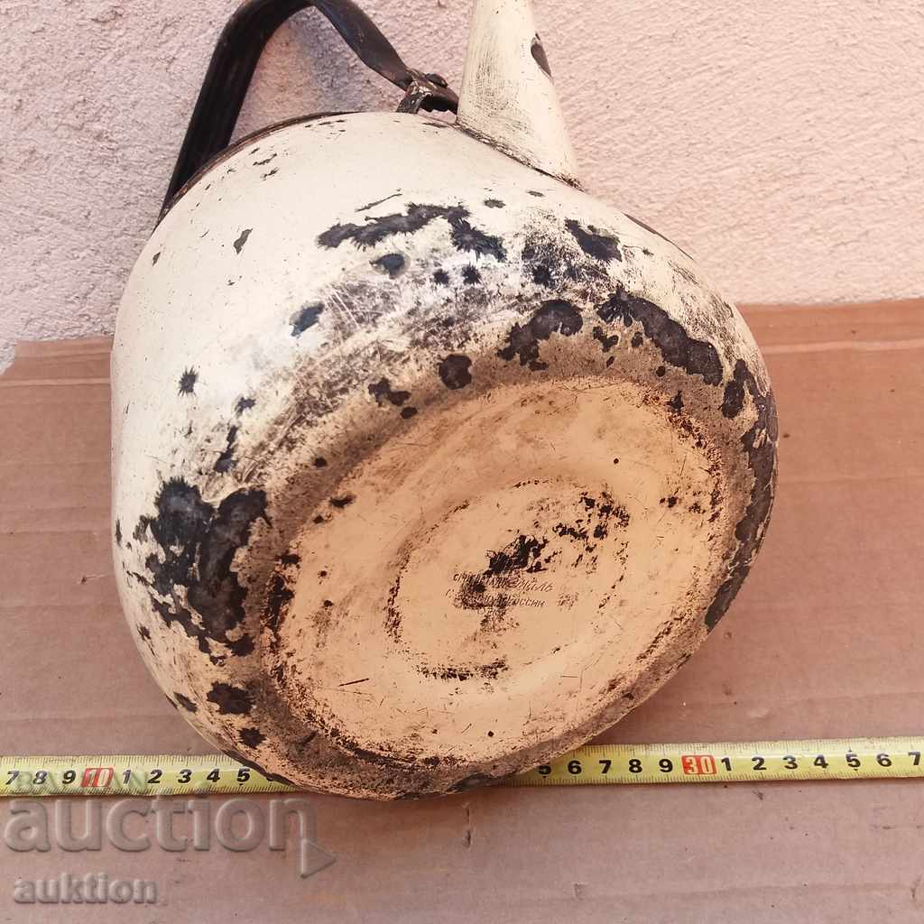 OLD SOC. ENAMELED TEAPOT WITH MARKING - 7 OLD SOC. ENAMELED TEAPOT WITH MARKING - 7