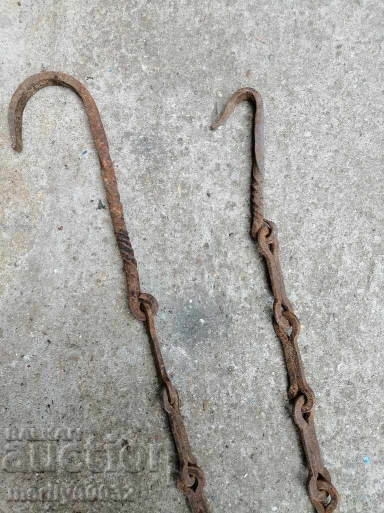 Delivery of Old forged chain with hook, hearth for hearth chain hook Delivery of Old forged chain with hook, hearth for hearth chain hook