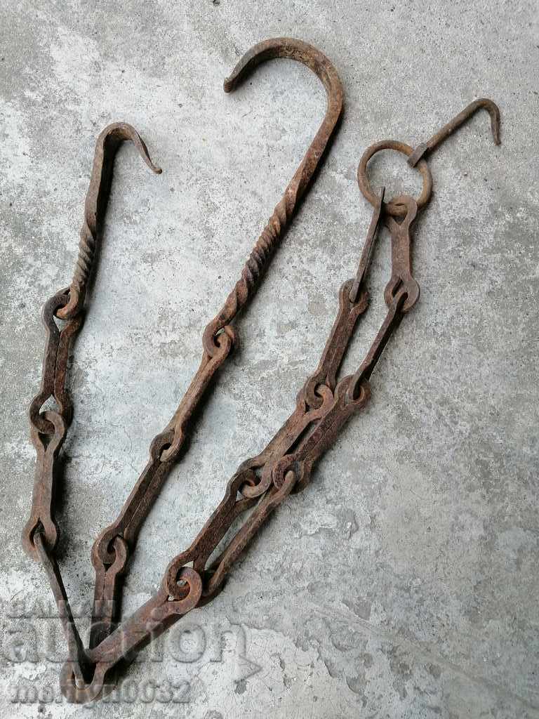 Old forged chain with hook, hearth for hearth chain hook - 5 Old forged chain with hook, hearth for hearth chain hook - 5