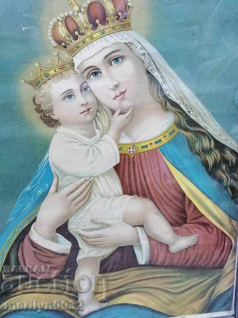 Παλιά λιθογραφία εικονιδίων τυπωμένη τη δεκαετία του 1920 με τιμή 110.00 BGN | € 56.24 Παλιά λιθογραφία εικονιδίων τυπωμένη τη δεκαετία του 1920 με τιμή 110.00 BGN | € 56.24