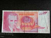 Bancnota - Iugoslavia - 1000 de dinari 1992.