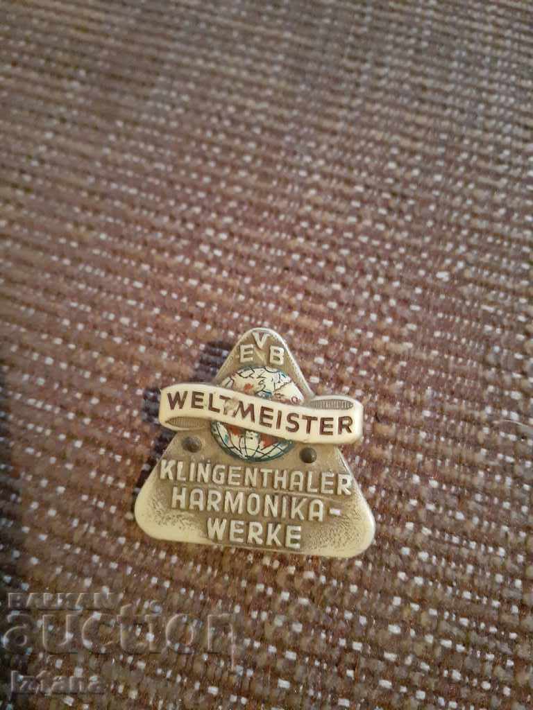 Auction Old Weltmeister accordion emblem Auction Old Weltmeister accordion emblem
