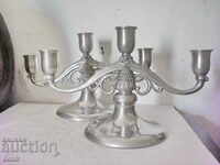 Old candle holder made of non-ferrous metal - 2 pcs