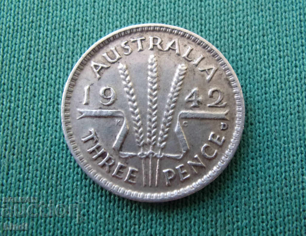 Австралия  3  Пени 1942 Сребро