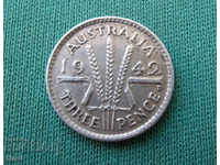 Австралия  3  Пени 1942 Сребро