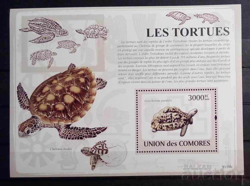 Comore 2009 Fauna / Animale / Turtles Block 12 € MNH