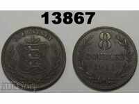 Guernsey 8 doubles 1911 XF coin