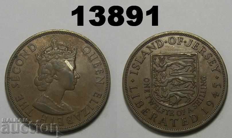 Дефект Джърси 1/12 шилинг 1954 пени монета