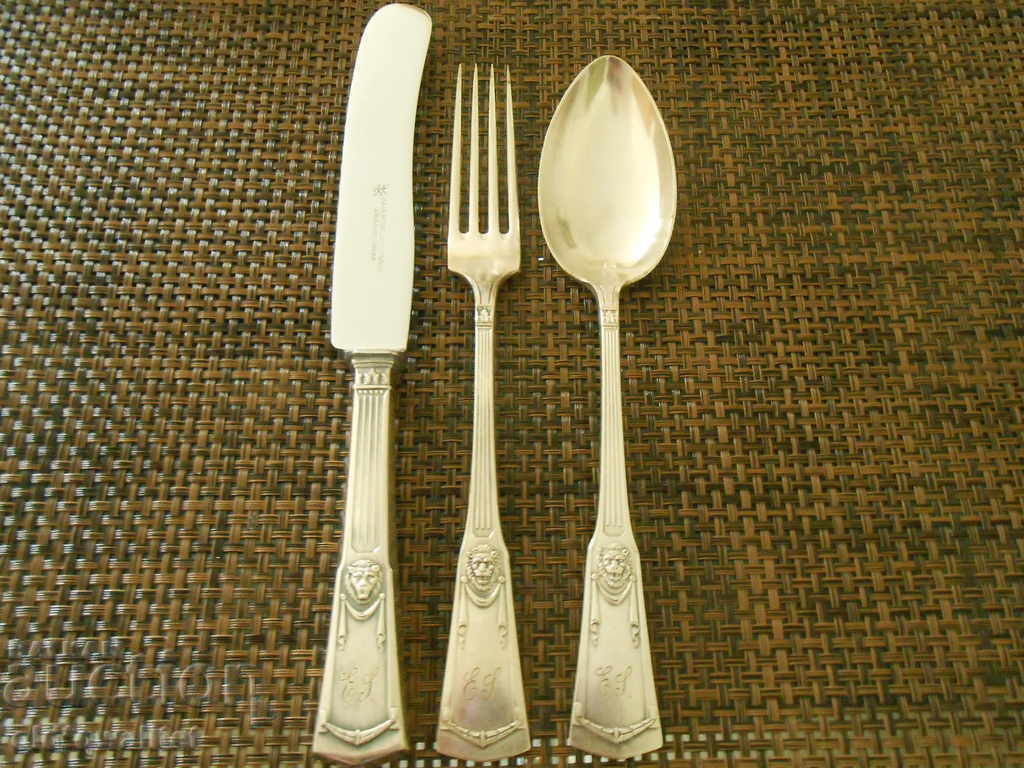 Original UTENSILS, 18 pieces silver plated, Germany, with LION